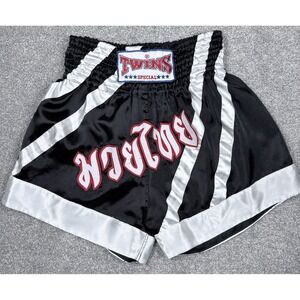 Twins Special Muay Thai Kickboxing Shorts XXL Black Satin Thailand